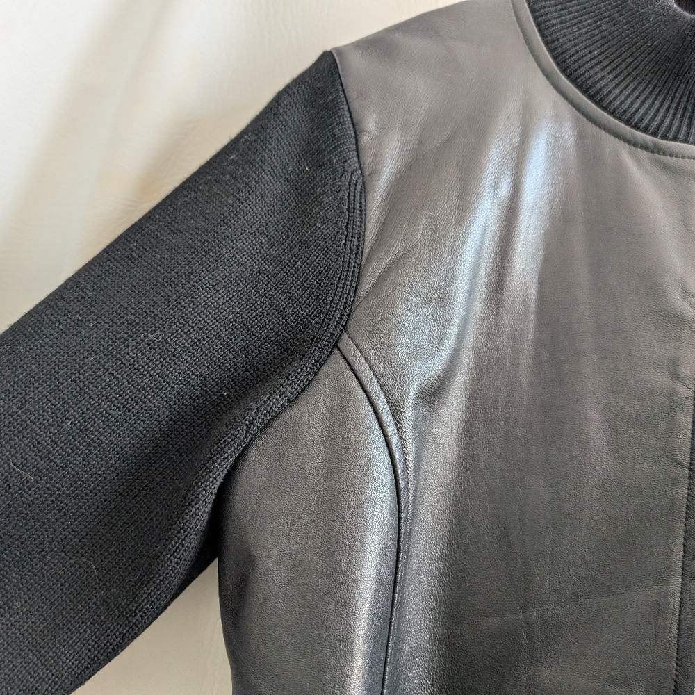 Pendleton Wool Leather Black Full Zip Cardigan Kn… - image 5